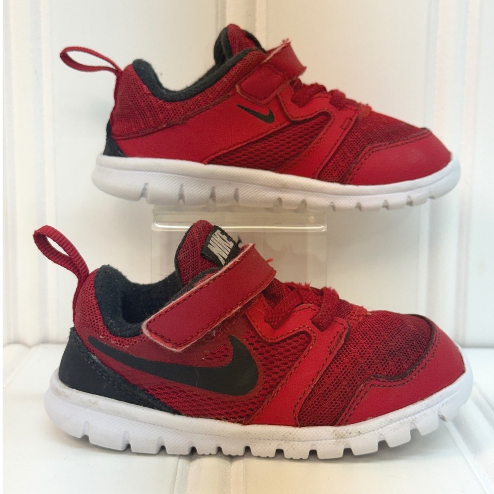 Nike Sneakers Toddler 7C Red Black Hook and Loop Athletic Play Shoes
